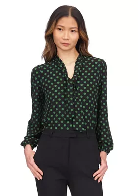 Women's Long Blouson Sleeve Printed Blouse