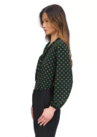 Women's Long Blouson Sleeve Printed Blouse