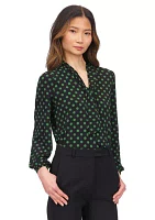 Women's Long Blouson Sleeve Printed Blouse