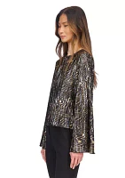 Women's Flare Sleeve Foil Print Blouse