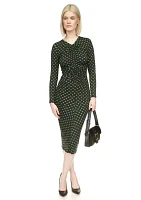 Women's Long Sleeve Ruched Midi Dres