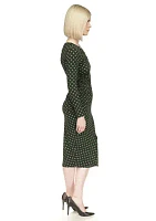 Women's Long Sleeve Ruched Midi Dres