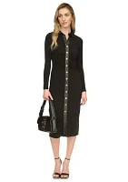 Women's Vegan Leather Trim Shirtdress