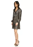 Women's Long Sleeve Pleated Foil Dress