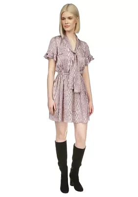 Women's Snake Printed Flutter Sleeve Dress