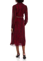 Women's Bell Sleeve Belted Midi Dress