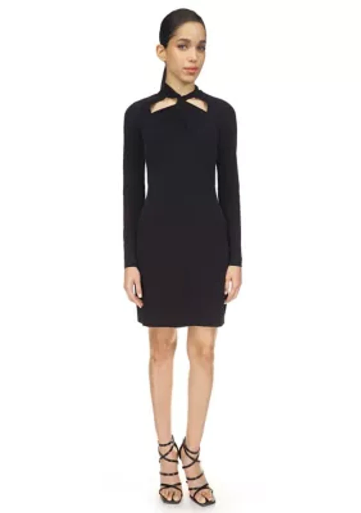 Women's Twist Neck Fitted Dress