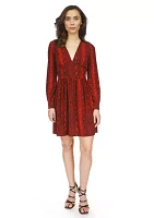 Women's Snake Print Long Sleeve Mini Dress