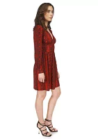 Women's Snake Print Long Sleeve Mini Dress