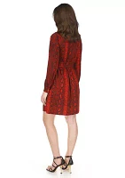 Women's Snake Print Long Sleeve Mini Dress