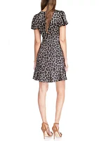 Women's Saturated Mosaic Giraffe Printed Tie Mini Dress