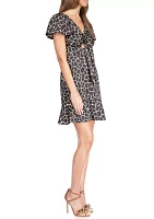 Women's Saturated Mosaic Giraffe Printed Tie Mini Dress