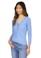 Women's V-Neck Henley Top