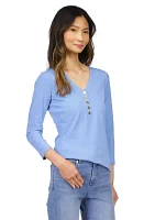 Women's V-Neck Henley Top