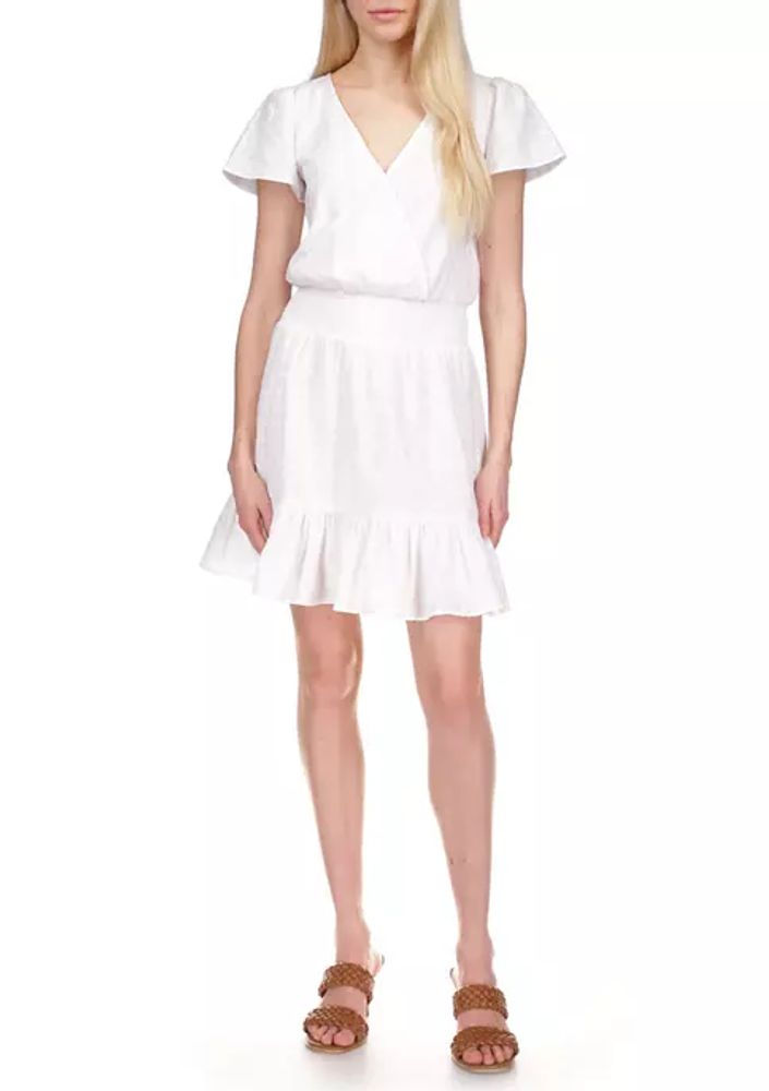 Belk Women's Ruffle Sleeve Smocked Waist Eyelet Dress | The Summit