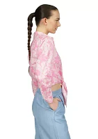 Women's Long Sleeve Palm Tie Shirt