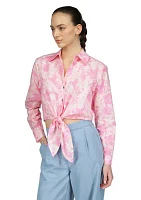 Women's Long Sleeve Palm Tie Shirt