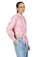 Women's Long Sleeve Palm Tie Shirt