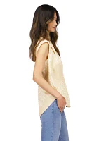 Women's Cap Sleeve Jacquard V-Neck Satin Blouse