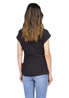 Women's Short Sleeve V-Neck Side Ruched Blouse