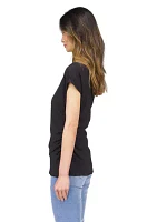 Women's Short Sleeve V-Neck Side Ruched Blouse