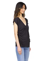 Women's Short Sleeve V-Neck Side Ruched Blouse