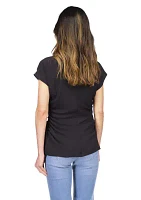 Women's Short Sleeve V-Neck Side Ruched Blouse