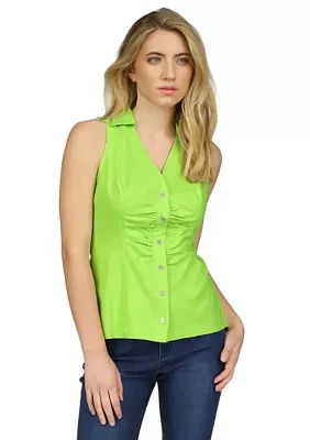 Women's Sleeveless V-Neck Linen Shirt