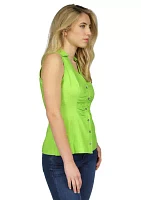 Women's Sleeveless V-Neck Linen Shirt