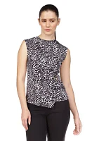 Women's Sleeveless Animal Print Ring Twist Top