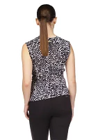 Women's Sleeveless Animal Print Ring Twist Top