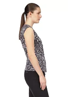 Women's Sleeveless Animal Print Ring Twist Top