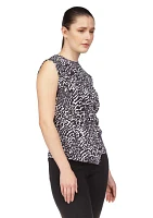 Women's Sleeveless Animal Print Ring Twist Top