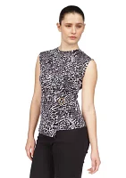 Women's Sleeveless Animal Print Ring Twist Top