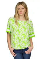 Women's Print Border Boat Neck Top