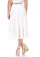 Women's Tiered Eyelet Midi Skirt