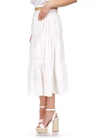 Women's Tiered Eyelet Midi Skirt