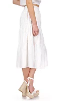 Women's Tiered Eyelet Midi Skirt