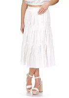 Women's Tiered Eyelet Midi Skirt