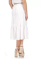 Women's Tiered Eyelet Midi Skirt