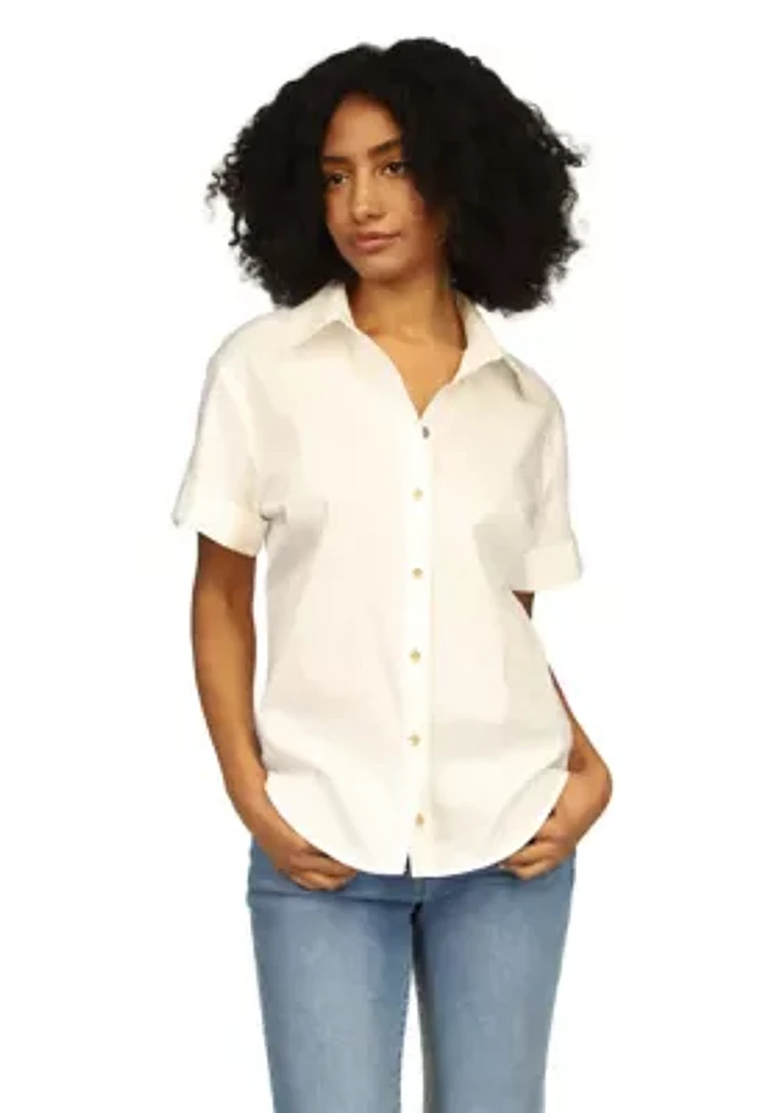 Women's Poplin Short Sleeve Top