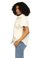 Women's Poplin Short Sleeve Top