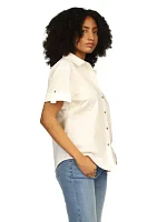 Women's Poplin Short Sleeve Top