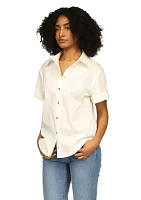 Women's Poplin Short Sleeve Top