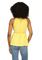 Women's Sleeveless Keyhole Peplum Knit Top