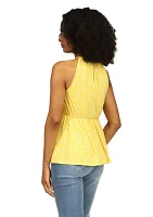 Women's Sleeveless Keyhole Peplum Knit Top