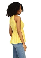 Women's Sleeveless Keyhole Peplum Knit Top