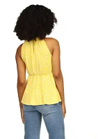 Women's Sleeveless Keyhole Peplum Knit Top