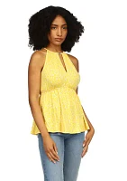 Women's Sleeveless Keyhole Peplum Knit Top