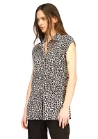 Women's Cheetah Snap Utility Tunic Top